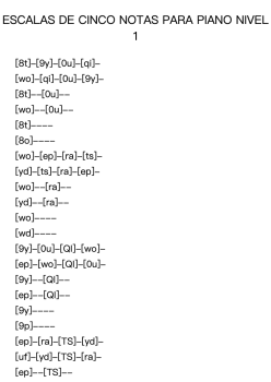 ESCALAS DE CINCO NOTAS PARA PIANO NIVEL 1