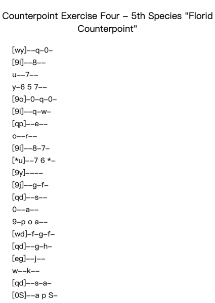 Counterpoint Exercise Four - 5th Species "Florid Counterpoint"