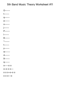 5th Band Music Theory Worksheet #11