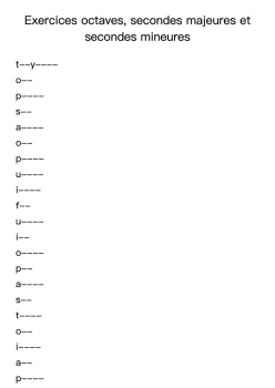 Exercices octaves, secondes majeures et secondes mineures
