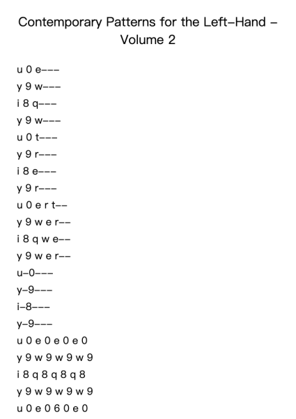 Contemporary Patterns for the Left-Hand - Volume 2