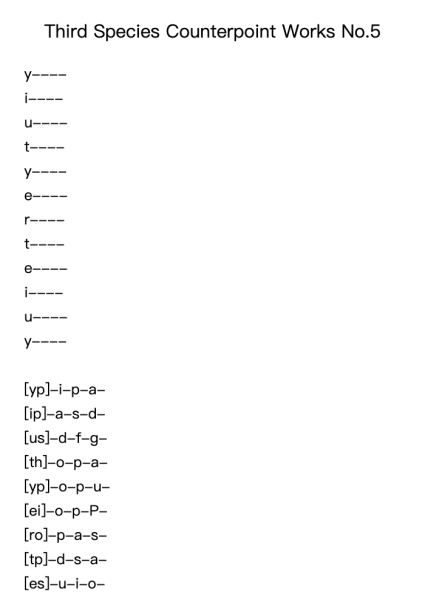 Third Species Counterpoint Works No.5 "Cantus Firmus: Heinrich Bellermann"