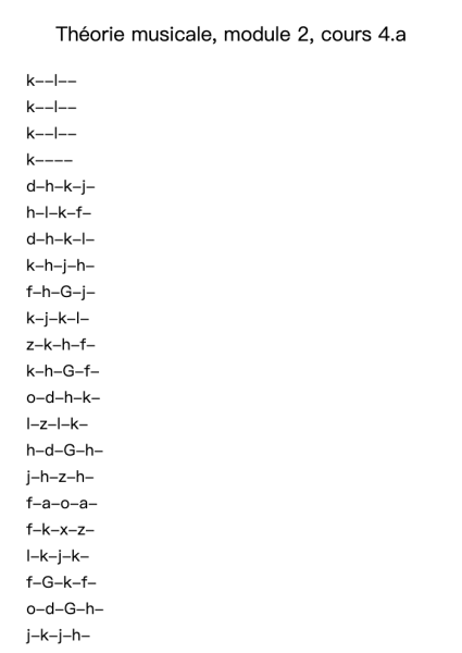 Théorie Musicale, Module 2, Cours 4.a