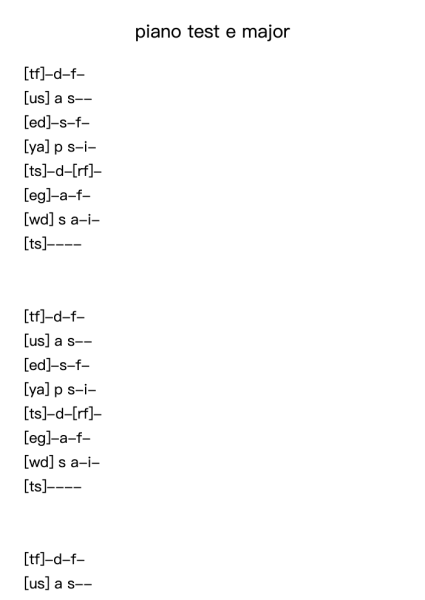 piano test e major