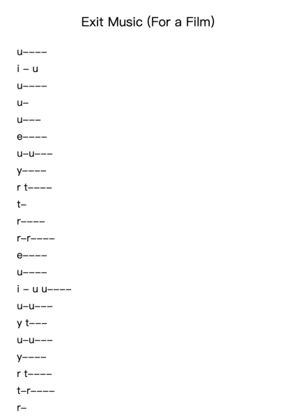 Exit Music (For a Film)
