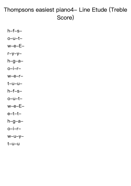 Thompsons easiest piano4- Line Etude (Treble Score)