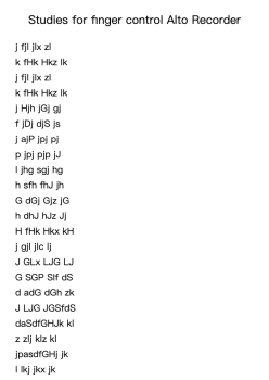 Studies for Finger Control for Alto Recorder