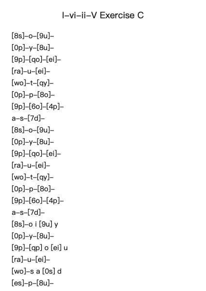 I-vi-ii-V Exercise in C