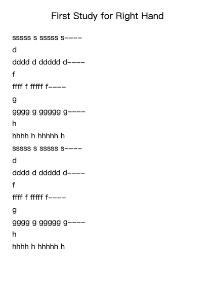 First Study for Right Hand - Solfege Suzuki