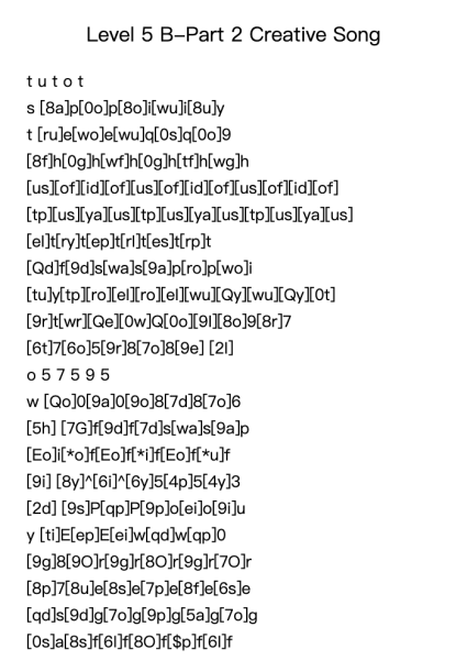 Level 5 B-Part 2 Creative Song