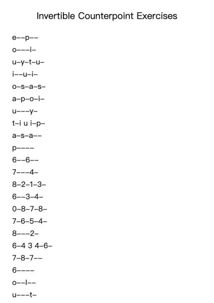Invertible Counterpoint Exercises