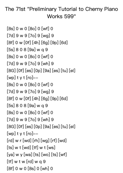 The 71st "Preliminary Tutorial to Cherny Piano Works 599"