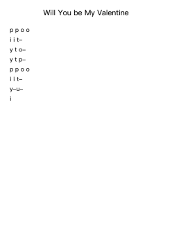 Will You be My Valentine