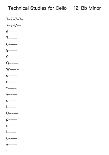 Technical Studies for Cello, Op. 11: No. 12 in B-flat Minor