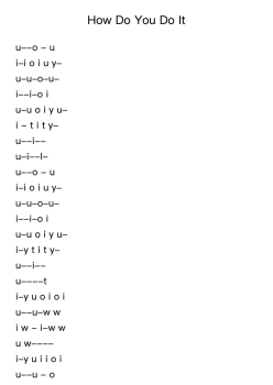 How Do You Do It