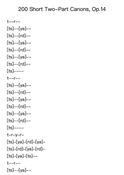 200 Short Two-Part Canons, Op. 14, Nos. 1-25