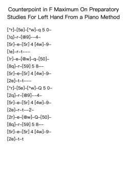 Counterpoint in F Maximum On Preparatory Studies For Left Hand From a Piano Method