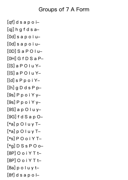 Groups of 7 A Form
