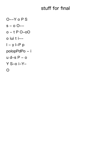 stuff for final