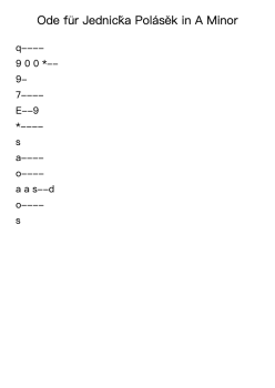 Ode für Jednička Polášek in A Minor