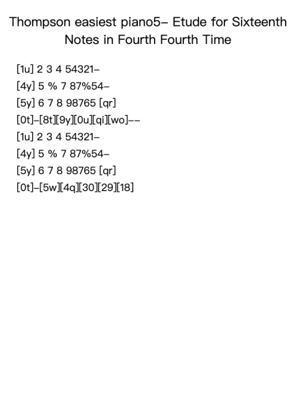 Thompson easiest piano5- Etude for Sixteenth Notes in Fourth Fourth Time