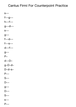 Cantus Firmi For Counterpoint Practice