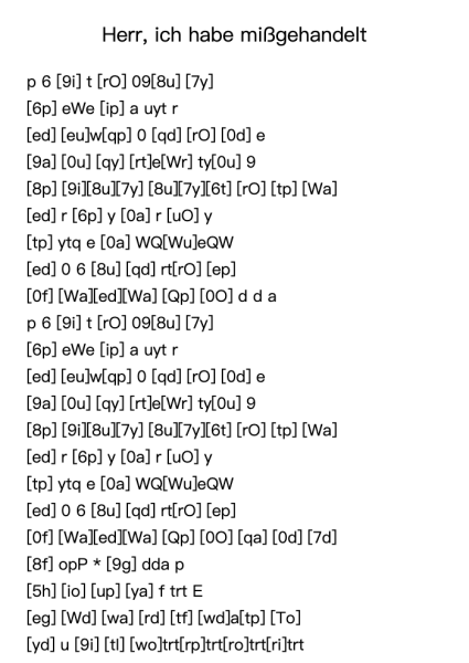 Herr, ich habe mißgehandelt - Veränderung im 4 doppelten Contrapunct der Octave