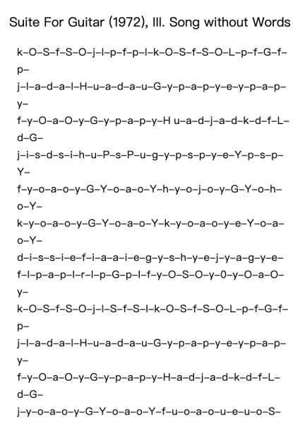 Suite For Guitar (1972), III. Song without Words