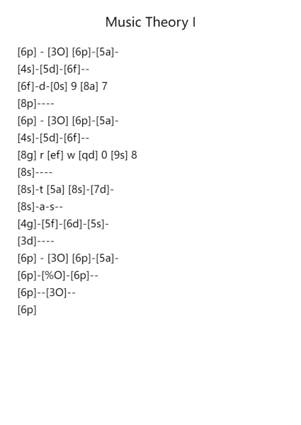 Music Theory I