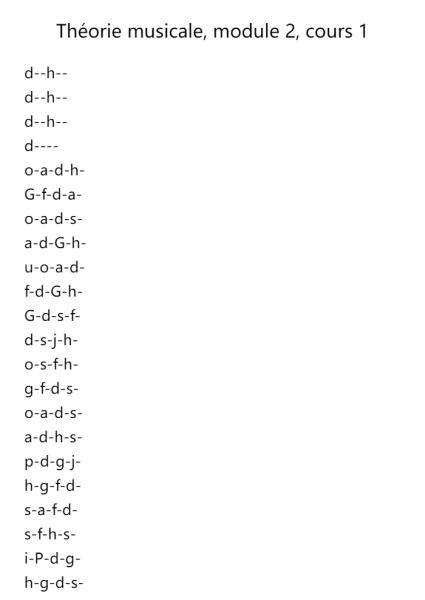 Théorie musicale, module 2, cours 1