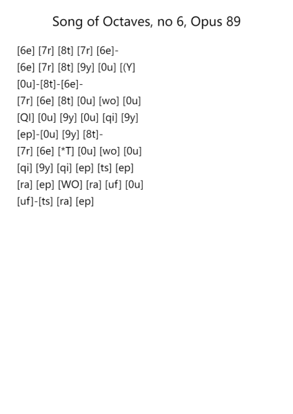 Song of Octaves, No. 6, Op. 89