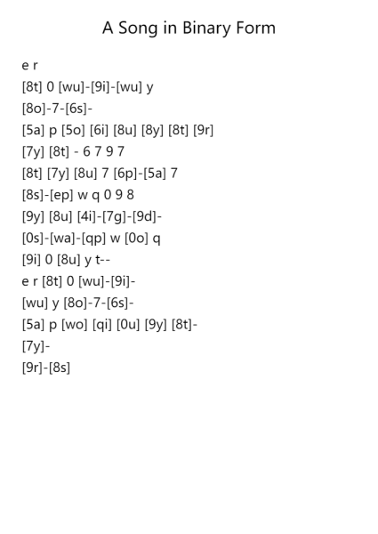 A Song in Binary Form