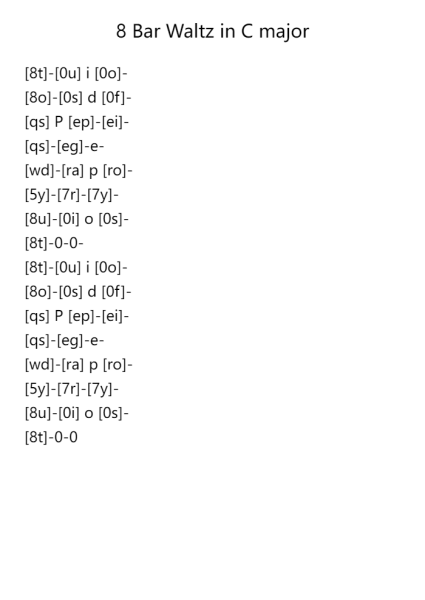8 Bar Waltz in C Major