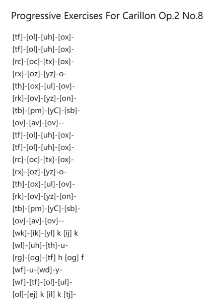 Progressive Exercises For Carillon Op. 2 No. 8