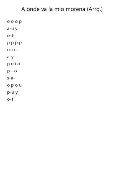 A onde va la mio morena (Arrg.)