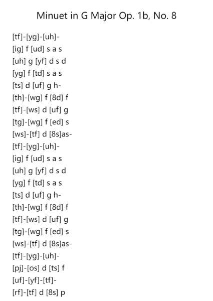 Minuet in G Major, Op. 1b, No. 8