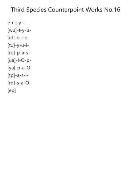 Third Species Counterpoint Works No. 16