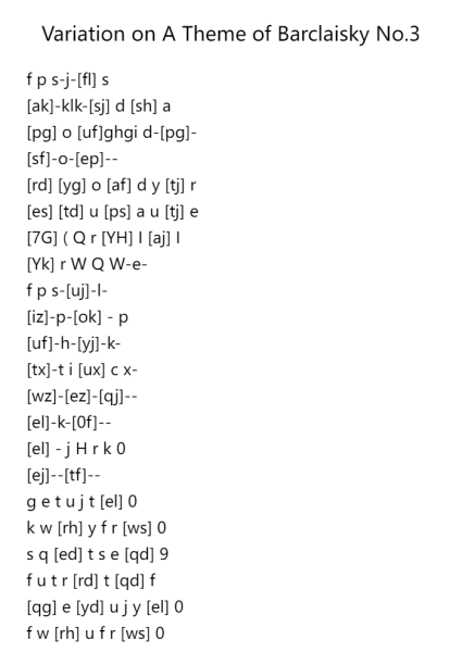 Variation on A Theme of Barclaisky No.3