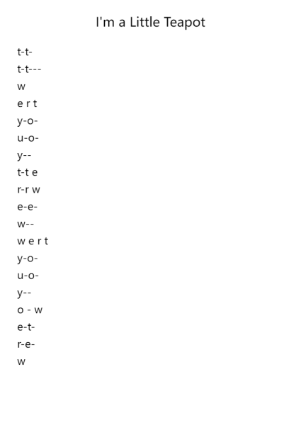 I'm a Little Teapot (Song No. 19. Moderato)