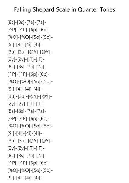 Falling Shepard Scale in Quarter Tones