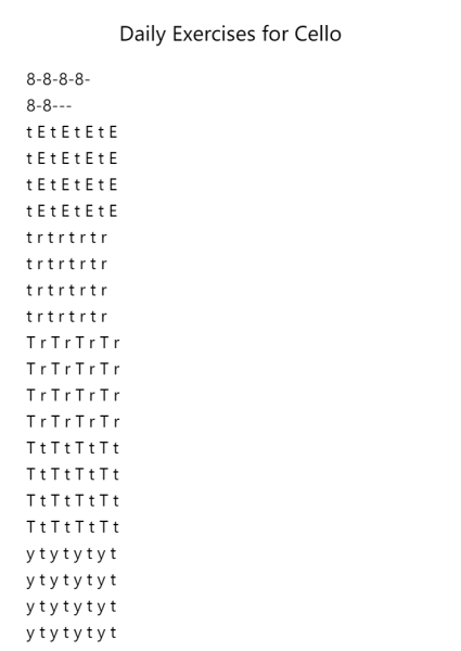 Daily Exercises for Cello - 1. Trilles 1st Position A string - 8th note