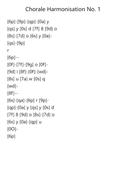 Chorale Harmonisation No. 1