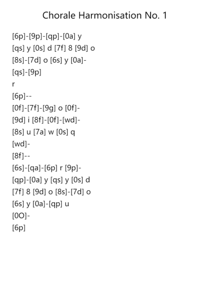 Chorale Harmonisation No. 1