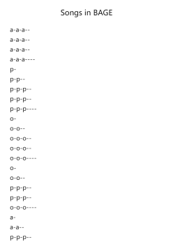 Songs in B-A-G-E