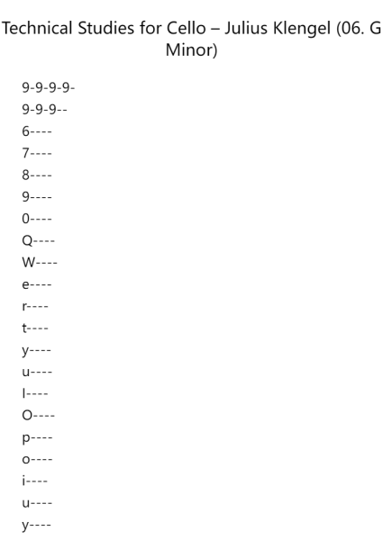 Technical Studies for Cello, Op. 32: No. 6 in G Minor