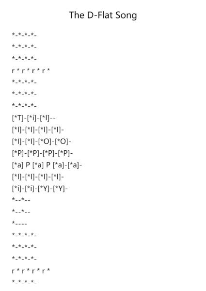 The D-Flat Song
