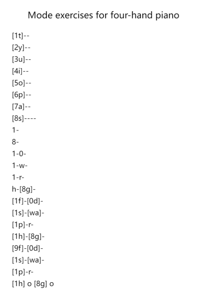 Mode exercises for four-hand piano