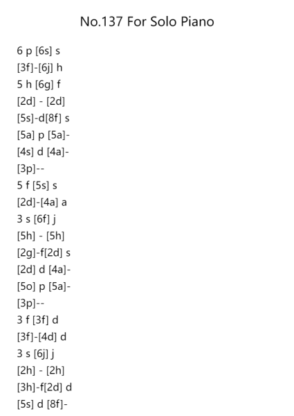 No. 137 For Solo Piano