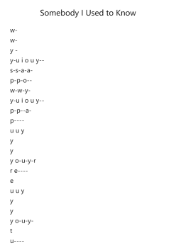 Somebody I Used to Know