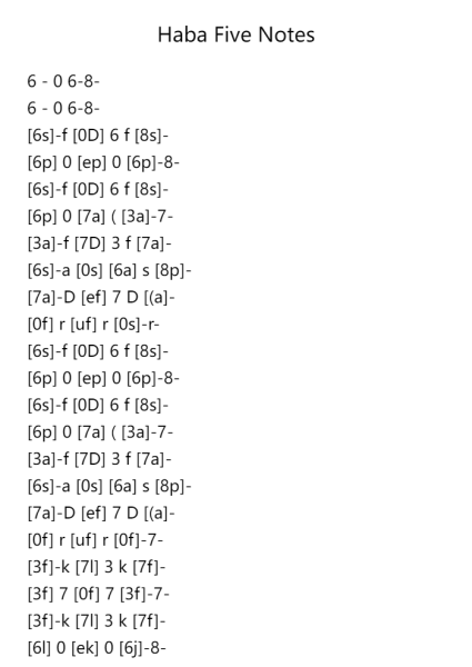 Haba's Five Notes
